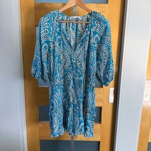 Zara Teal Paisley Tunic Top